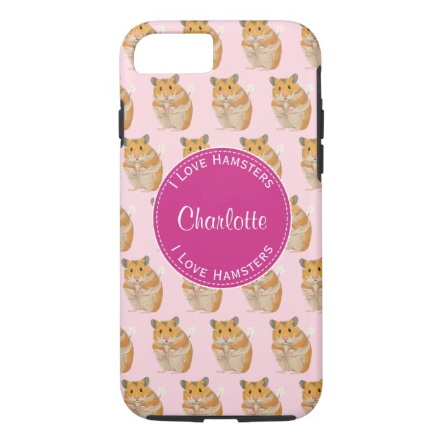 I love Hamsters Pink Hamster Pattern Case-Mate iPhone Case (Back)