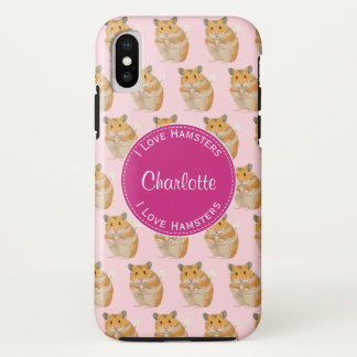 I love Hamsters Pink Hamster Pattern iPhone X Case
