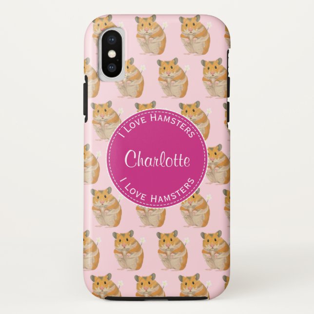 I love Hamsters Pink Hamster Pattern Case-Mate iPhone Case (Back)
