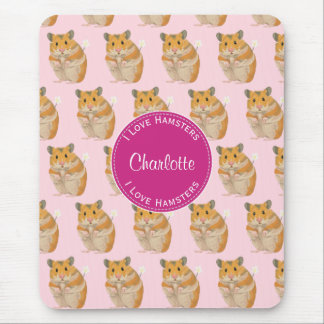I love Hamsters Pink Hamster Pattern Mouse Mat