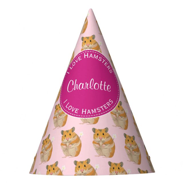 I love Hamsters Pink Hamster Pattern Party Hat (Front)