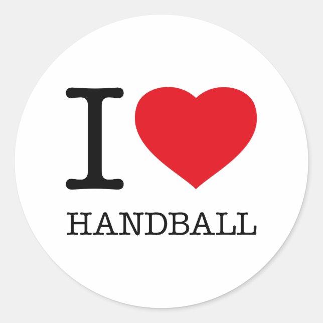 I LOVE HANDBALL CLASSIC ROUND STICKER (Front)