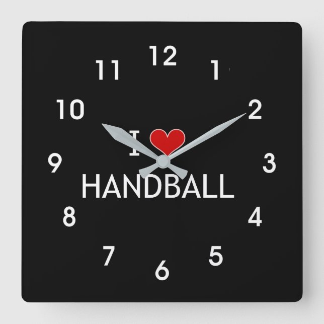 I Love Handball Square Wall Clock (Front)
