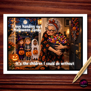 I Love Handing Out Halloween Candy Holiday Card