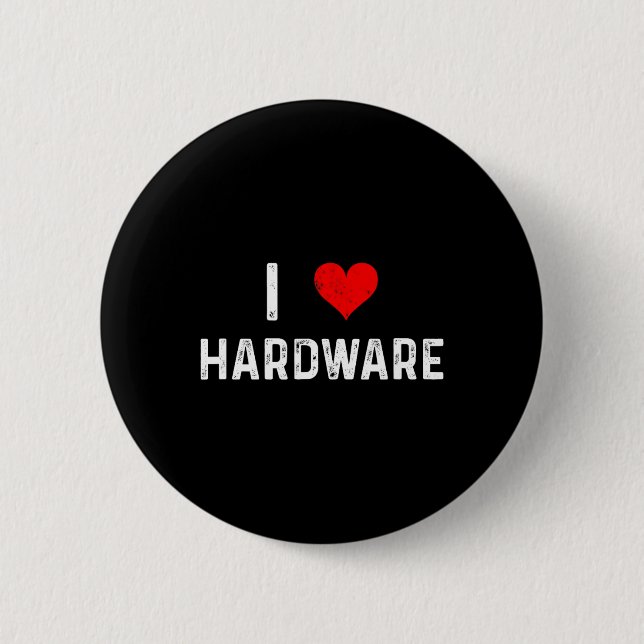 I Love Hardware - Heart Pc Gamer Gaming Build Code 6 Cm Round Badge (Front)