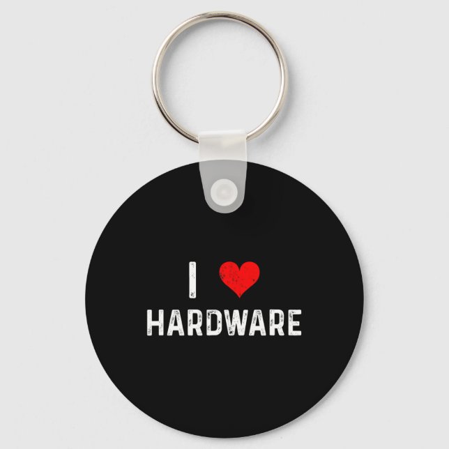 I Love Hardware - Heart Pc Gamer Gaming Build Code Key Ring (Front)