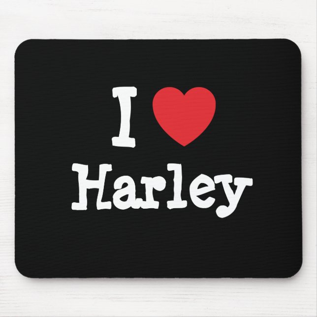 I love Harley heart custom personalised Mouse Mat (Front)