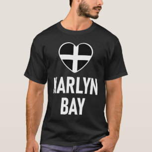 I Love Harlyn Bay Cornwall Flag Heart Saint Piran  T-Shirt