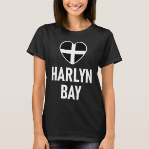 I Love Harlyn Bay Cornwall Flag Heart Saint Piran  T-Shirt