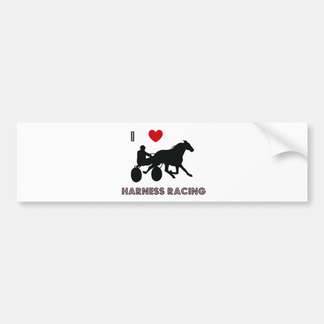 I Love Harness Racing Bumper Sticker (Front)