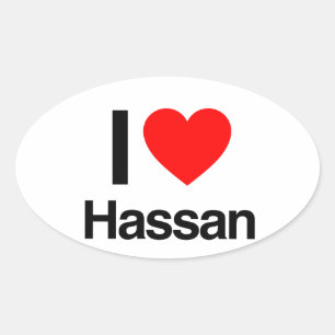 i love hassan oval sticker