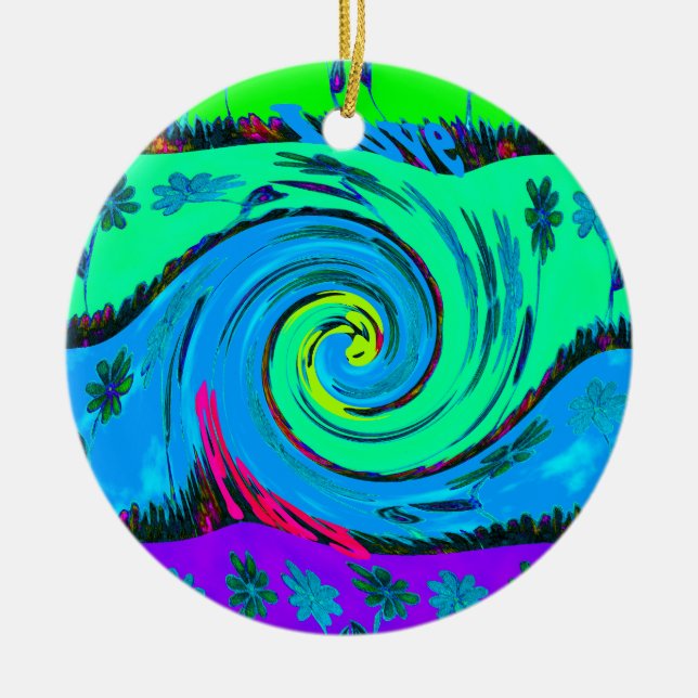 I Love Hawai.png Ceramic Tree Decoration (Front)