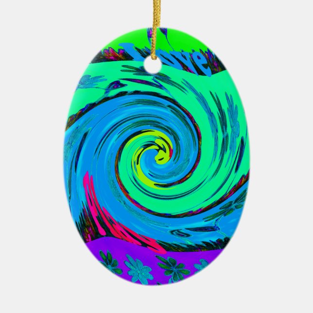 I Love Hawai.png Ceramic Tree Decoration (Front)