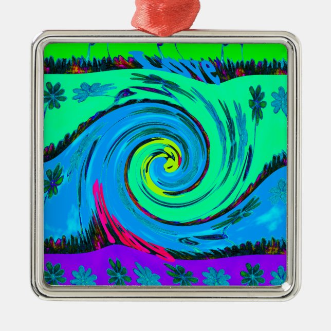 I Love Hawai.png Metal Tree Decoration (Front)