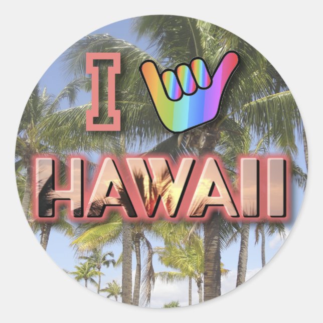 I Love Hawaii Classic Round Sticker (Front)