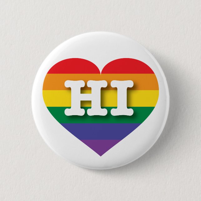 I Love Hawaii Rainbow Heart 6 Cm Round Badge (Front)