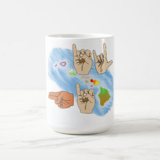 I LOVE HAWAII SIGN LANGUAGE BEVERAGE MUG