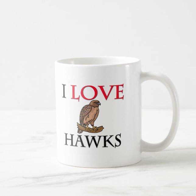 I Love Hawks Coffee Mug (Right)