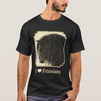 I Love He Black Friesian Horses Horse T-Shirt