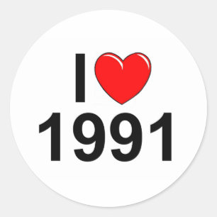 I Love (Heart) 1991 Classic Round Sticker