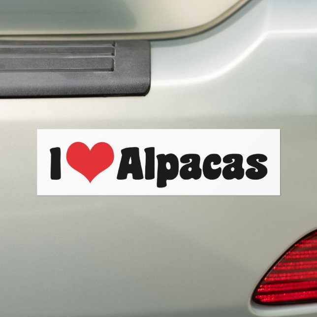 I Love Heart Alpacas Bumper Sticker (On Car)