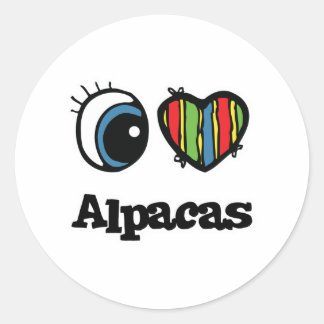 I Love (Heart) Alpacas Classic Round Sticker