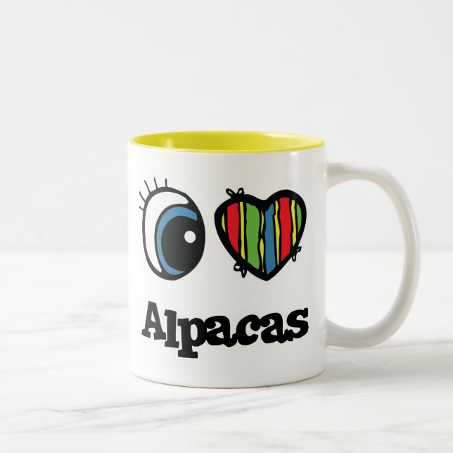 I Love (Heart) Alpacas Two-Tone Coffee Mug (Right)