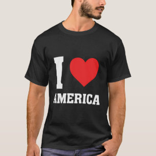 I Love Heart America - Proud American - Red White T-Shirt