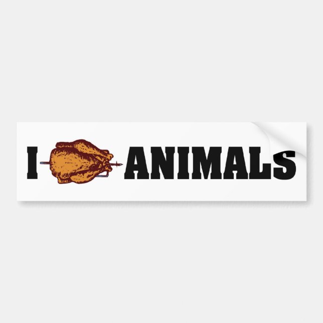 I Love Heart Animals - BBQ Cookout Lovers Bumper Sticker (Front)
