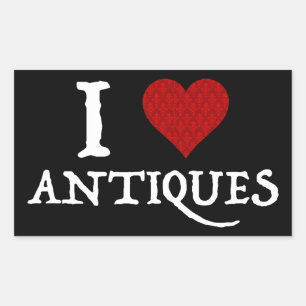I Love (Heart) Antiques Rectangular Sticker