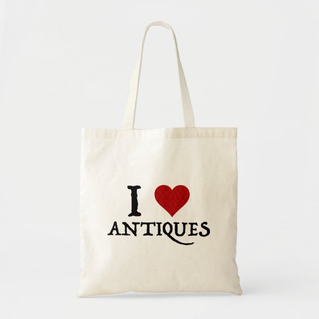 I Love (Heart) Antiques Tote Bag (Front)