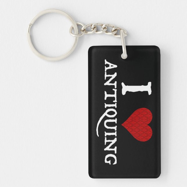 I Love (Heart) Antiquing Key Ring (Front)