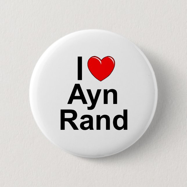 I Love (Heart) Ayn Rand 6 Cm Round Badge (Front)