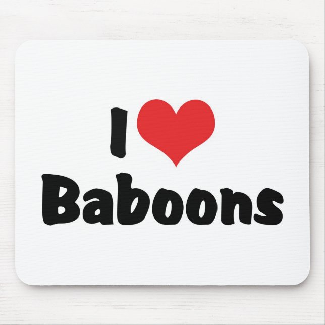 I Love Heart Baboons Mouse Mat (Front)