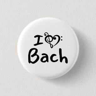 I love heart Bach Classical Music Black Text 3 Cm Round Badge