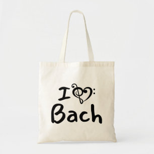 I love heart Bach Classical Music Black Text Tote Bag