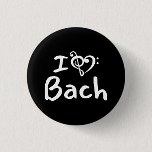 I love heart Bach Classical Music White Text 3 Cm Round Badge
