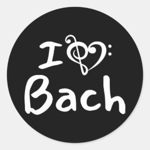 I love heart Bach Classical Music White Text Classic Round Sticker