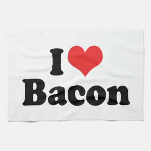 I Love Heart Bacon - Bacon Lover Tea Towel