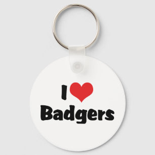 I Love Heart Badgers Key Ring