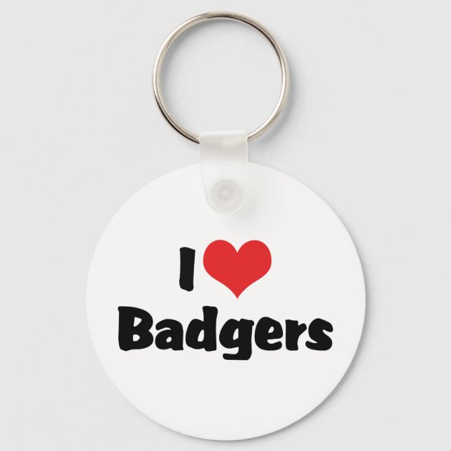 I Love Heart Badgers Key Ring (Front)