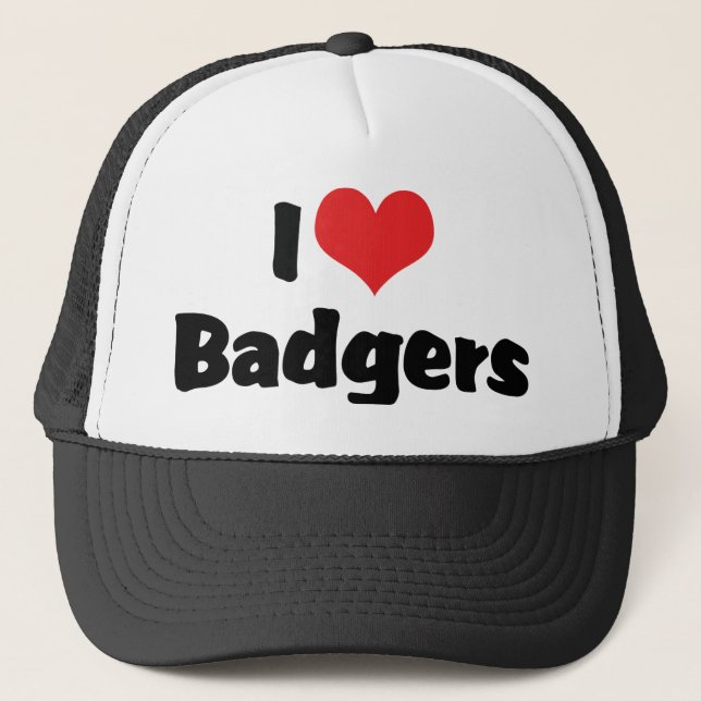I Love Heart Badgers Trucker Hat (Front)
