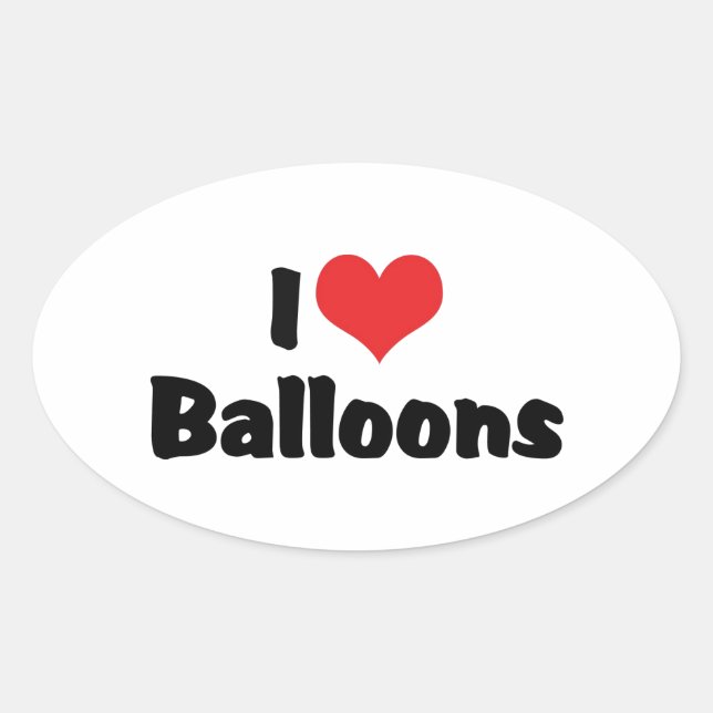 I Love Heart Balloons Oval Sticker (Front)