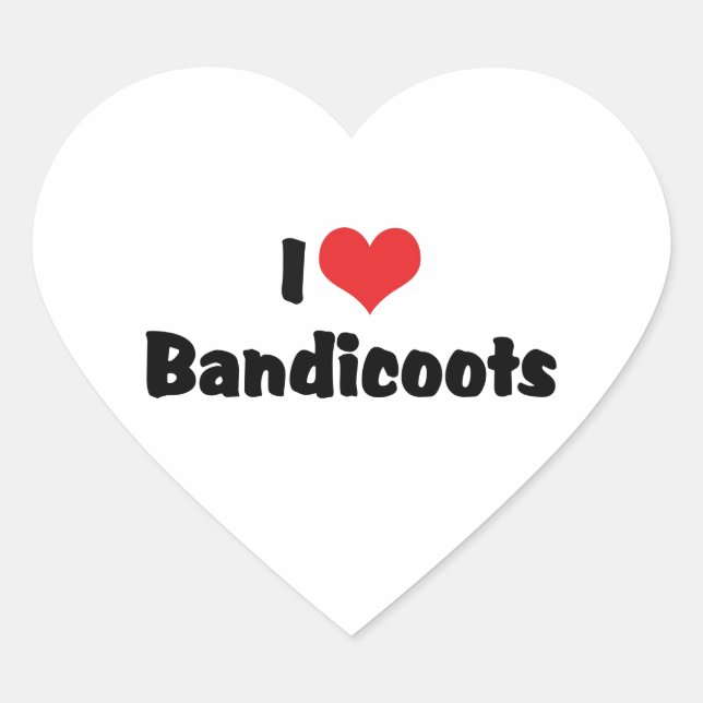 I Love Heart Bandicoots Heart Sticker (Front)