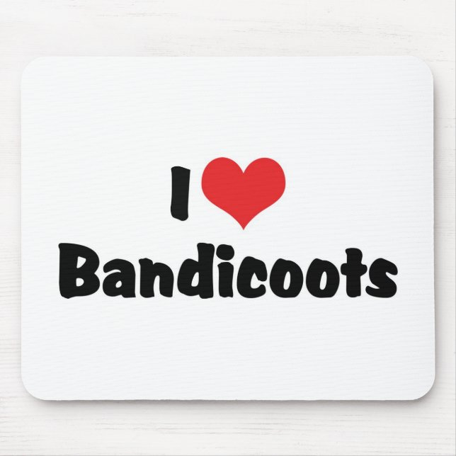 I Love Heart Bandicoots Mouse Mat (Front)