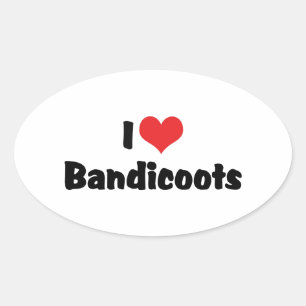 I Love Heart Bandicoots Oval Sticker