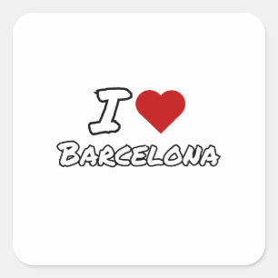 I love heart Barcelona city Square Sticker