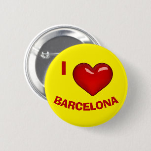 I LOVE (HEART) BARCELONA editable 6 Cm Round Badge