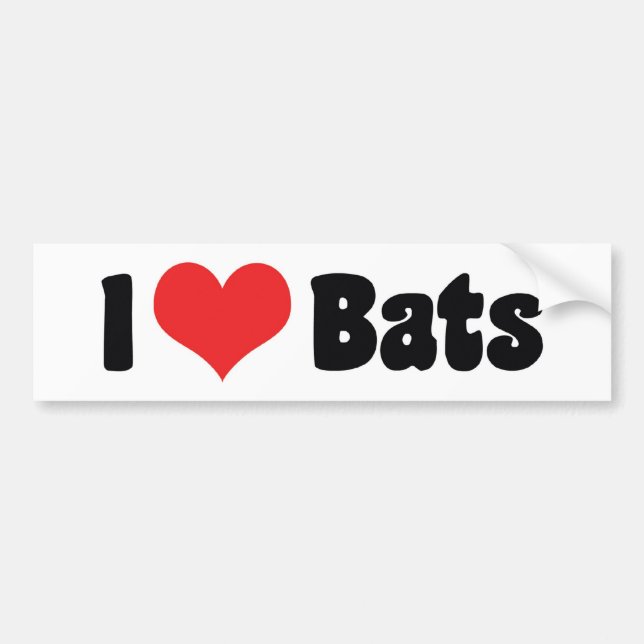 I Love Heart Bats Bumper Sticker (Front)