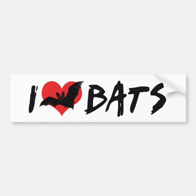 I Love Heart Bats Bumper Sticker (Front)